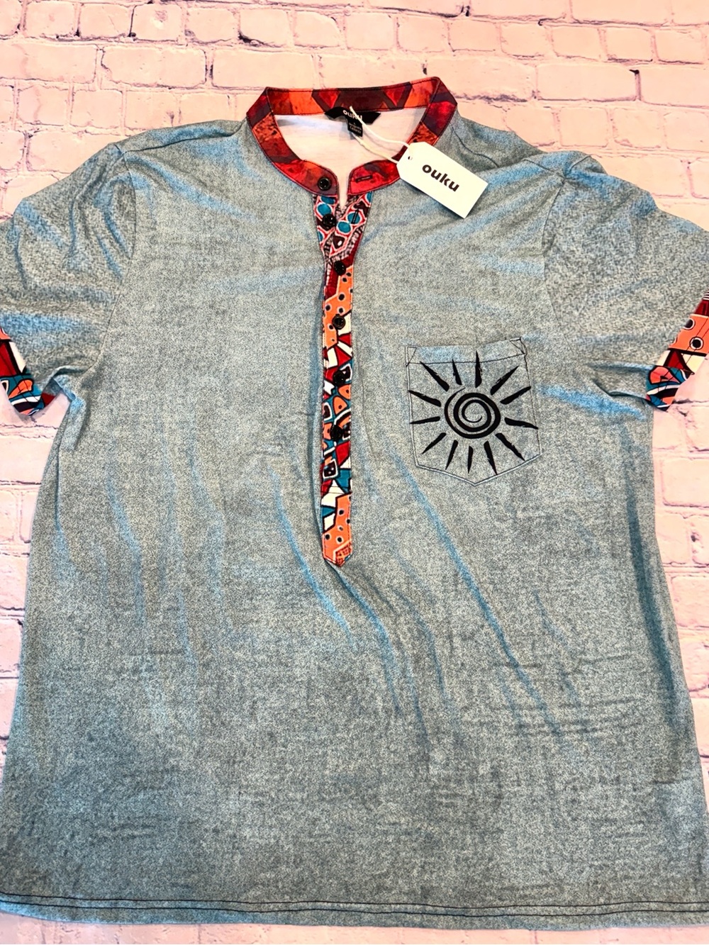 Ouku Men’s Short Sleeve Henley Shirt - Very Soft | NWT | Large